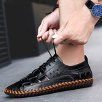 Daily Leisure Hollow Breathable Leather Men's Sandals