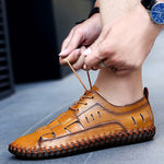 Daily Leisure Hollow Breathable Leather Men's Sandals