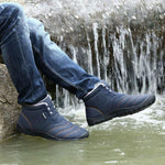 Large Size Men's Stripe Water Repellent Plush Lining Stripe Ankle Boots