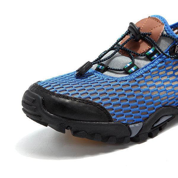 Men Lycra Mesh Breathable Outdoor Shock Absorption Hiking Shoes