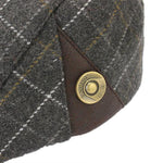 Male Wool Blend Grid Blank Newsboy Beret Cap Thick Winter Flat Cowboy Cabbie Hat - MagCloset