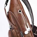 Men Outdoor Shoulder Chest Bag Travel Daypack with USB Charging Port