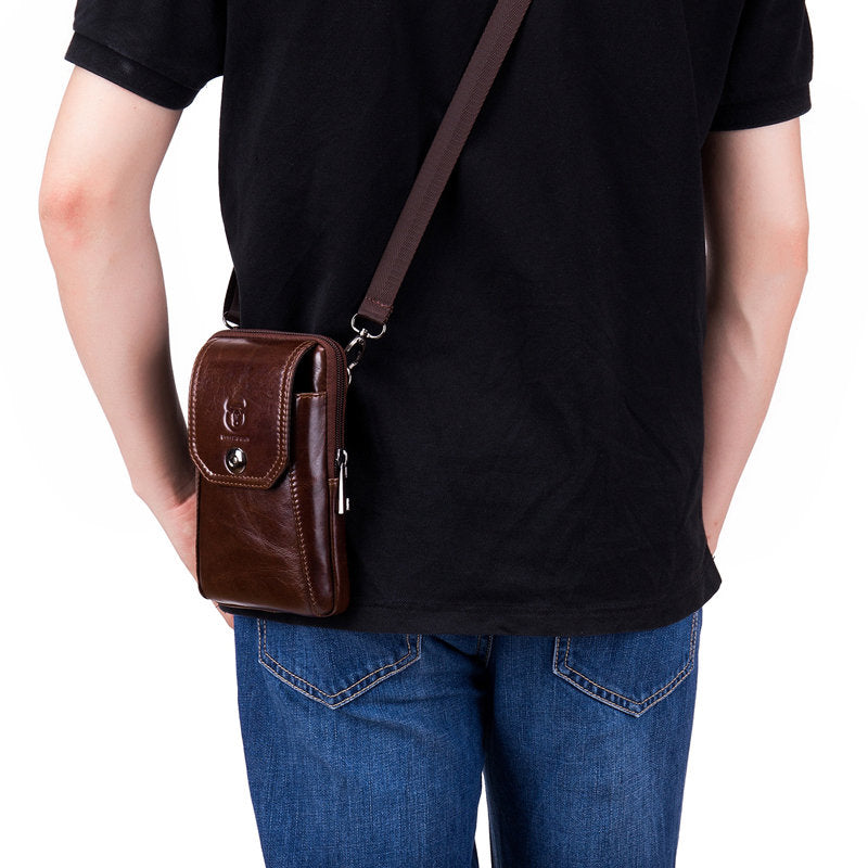 Bullcaptain® Cowhide Belt Bags Vintage Waist Bags Belt Loop Shoulder Bags