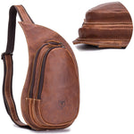 Bullcaptain® 2019 Crazy Horse  Genuine Leather Chest Bag Vintage Sling Bag Crossbody Bag for Men