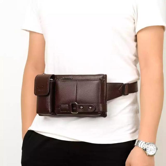 Multi-Functonal Chest Pack PU Leather Waist Bag Crossbody Bag for Men