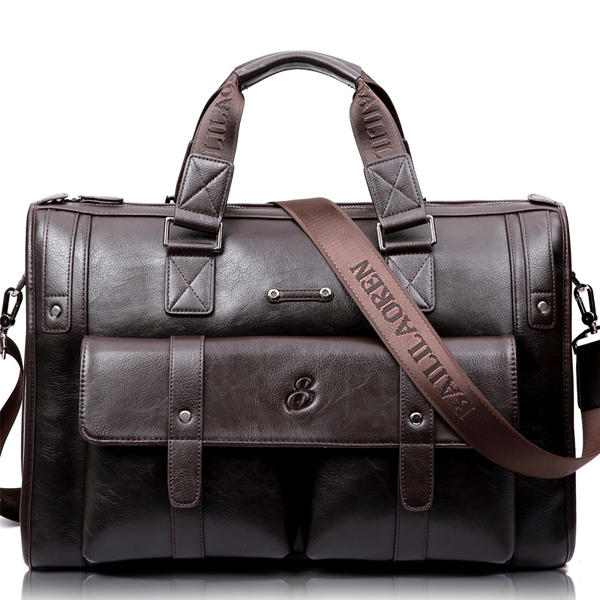Men Business Vintage Laptop Bag Briefcase Big Capacity Horizontal Handbag Travel Bag