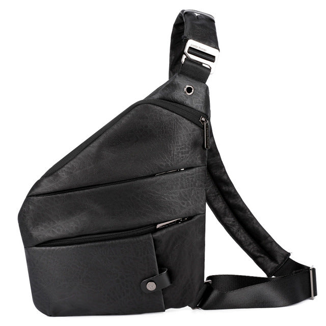 Men Hidden Chest Pack Retro Crossbody Bag Cool Motorcycle Sling Bag