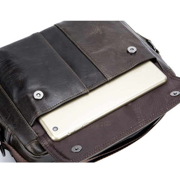 Bullcaptain® Genuine Leather Messenger Bag Casual Crossbody Sling Bag for Ipad