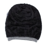 Mens Plaid Knit Plus Velvet Beanie Hats Outdoor Keep Warm Caps