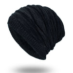 Mens Plaid Knit Plus Velvet Beanie Hats Outdoor Keep Warm Caps