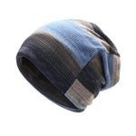 Unisex Stripes Beanie Hat Outdoor Riding Ski Cashmere Lining Warm Bonnet Hat Multi-function Scarf