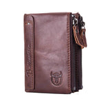 Bullcaptain® Genuine Leather Multi-Pockets Vertical Short Wallet