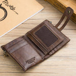 Bullcaptain® Vintage Genuine Leather 7 Card Slots Coin Bag Wallet