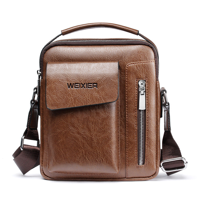 Mens PU Leather Crossbody Bag Business Handbag Retro Messenger Bag
