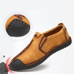 Men British Style Retro Stitching Soft Sole Slip On Flat Cap-toe Shoes