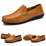 Men Vintage Breathable Driving Loafer Flat Slip On Leather Business Casual Shoes