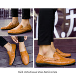 Men Vintage Breathable Driving Loafer Flat Slip On Leather Business Casual Shoes