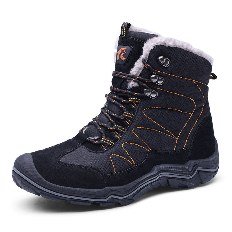 Winter Cotton Boots Men High-Top Warm Fur Snowshoes Casual Outdoor Mountaineering Sneakers