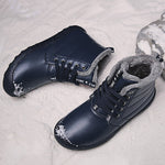 Large Size Men's PU Leather Lace Up Plush Lining Ankle Boots