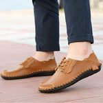 Men's Casual Genuine Leather Lace Up Flat Shoes