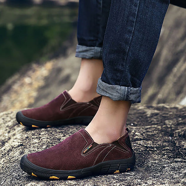 Genuine Leather Outdoor Sport Anti-Collision Toe Slip On Shoes