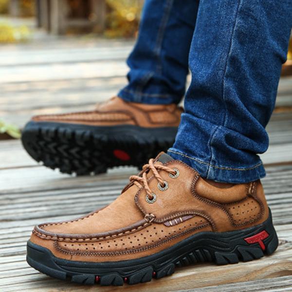 Men Casual Outdoor Lace-up Genuine Leather Oxfords