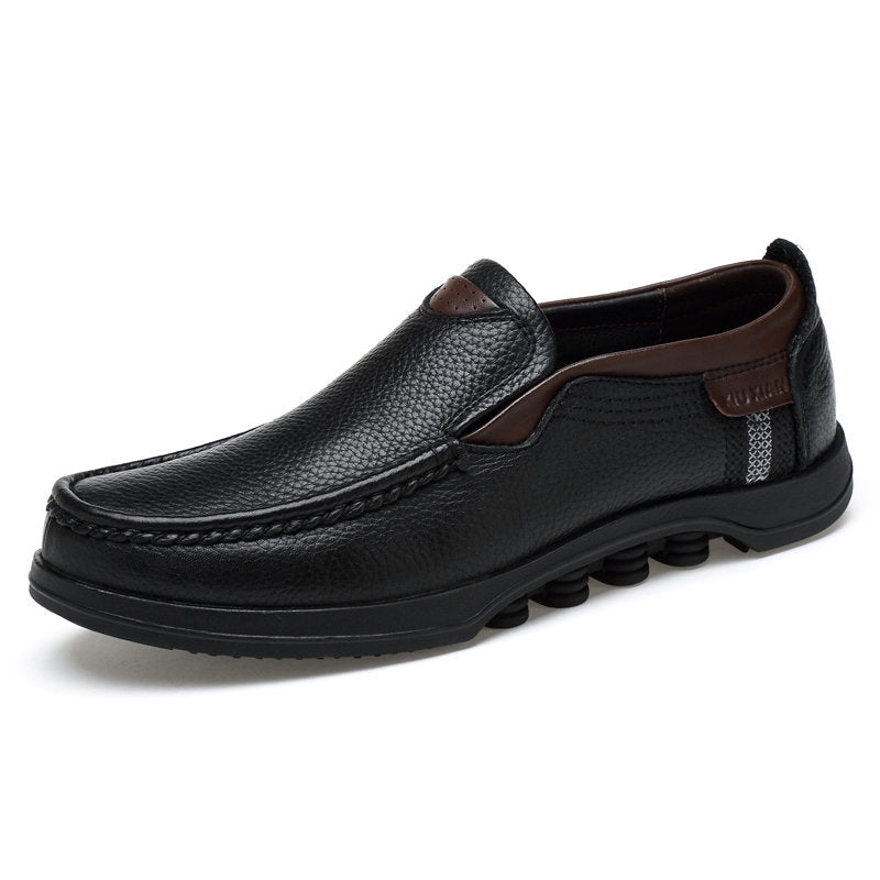 Men Large Size Cow Leather Slip On Soft Sole Casual Shoes