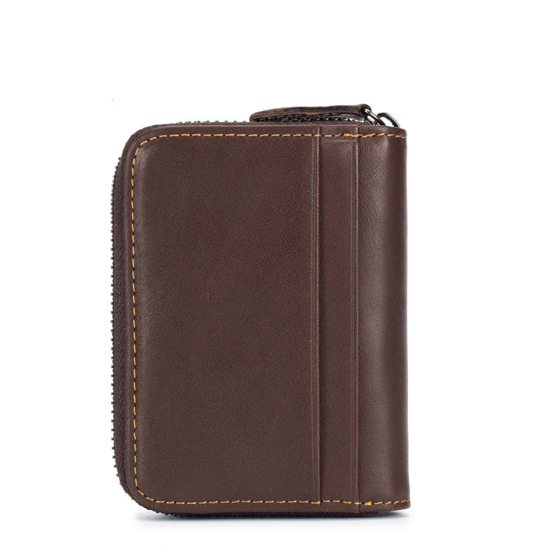 Bullcaptain® Vintage Genuine Leather Zipper 13 Card Slots Card Holder Card Bag