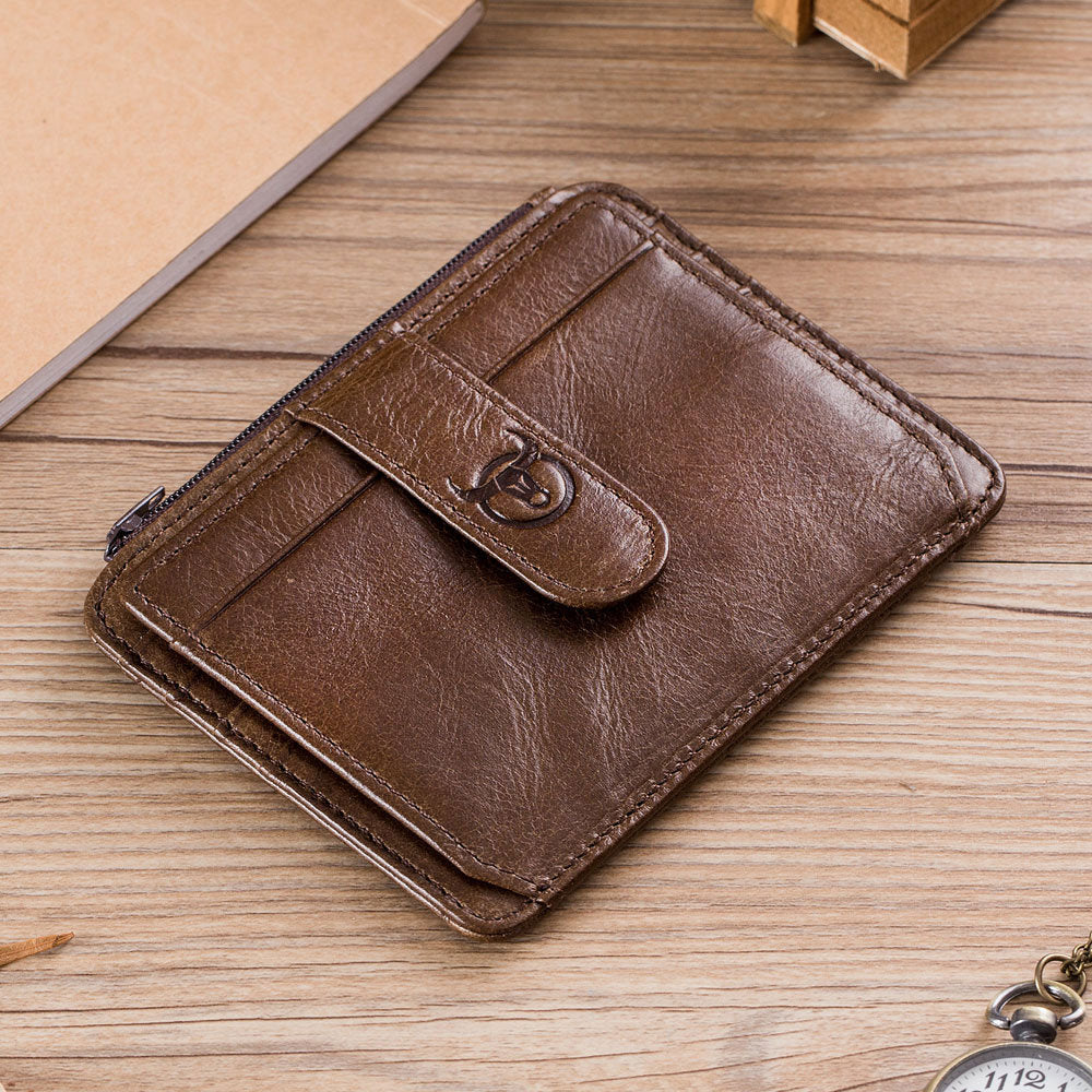 Bullcaptain® Genuine Leather Card Holder RFID Antimagnetic Vintage Wallet For Men