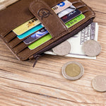 Bullcaptain® Genuine Leather Card Holder RFID Antimagnetic Vintage Wallet For Men