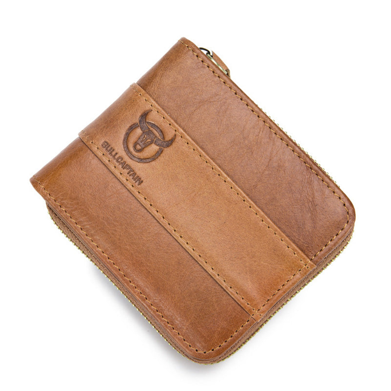 Bullcaptain® RFID Antimagnetic Vintage Genuine Leather 11 Card Slots Coin Bag Wallet For Men