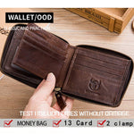 Bullcaptain® Men Casual Genuine Leather Card Holder Zipper Wallet