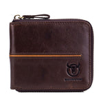 Bullcaptain® Men Casual Genuine Leather Card Holder Zipper Wallet