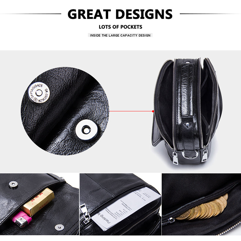 Genuine Leather Shoulder Bags Fashion Men Messenger Bag Tote Crossbody Bags